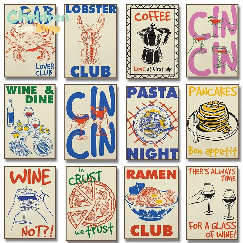Resin Art Kitchen - Trendy Coffee Cheers Print Retro Wine