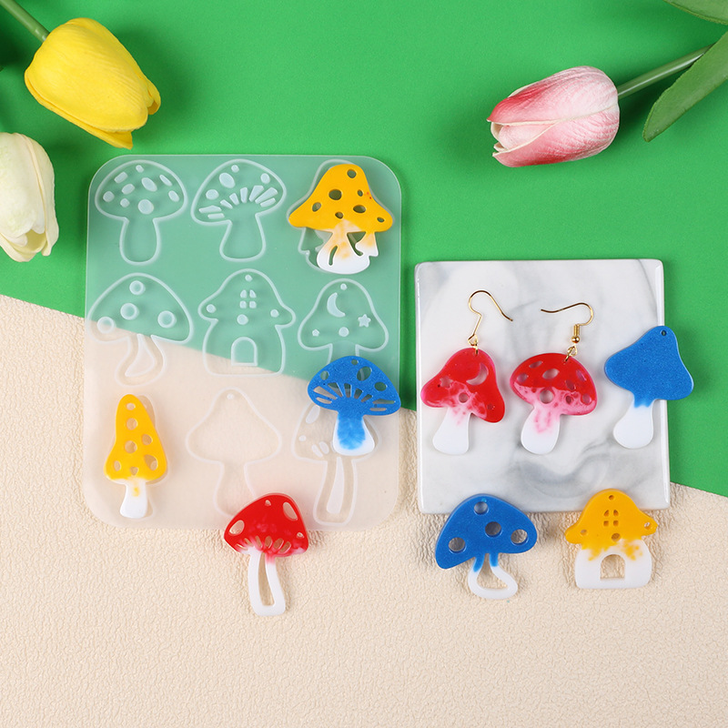Multi Style Mushrooms Earring  - Resin Art Epoxy recension och pris