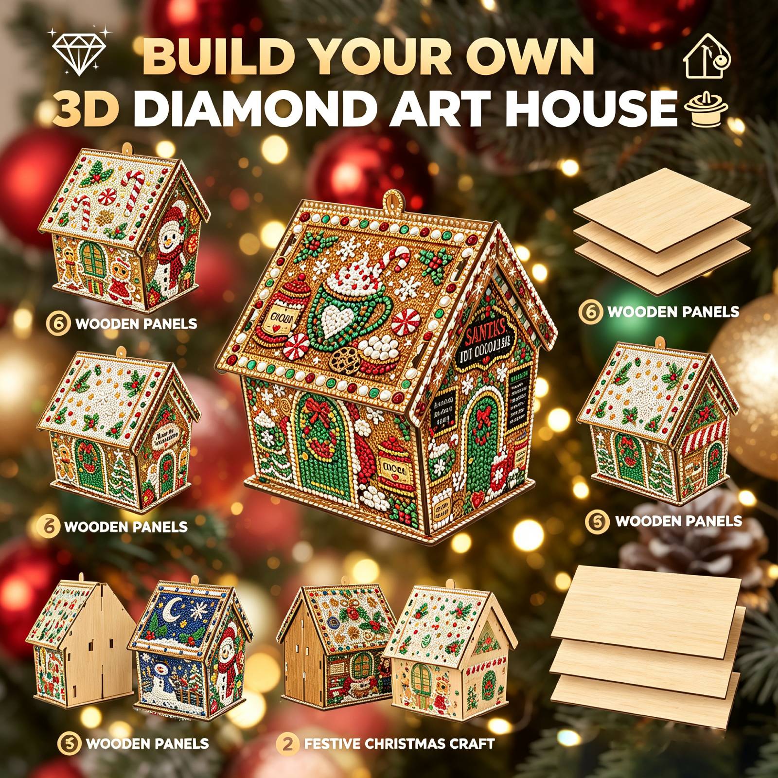 DIY Wooden Christmas House Dia - Resin Art With Wood recension och pris