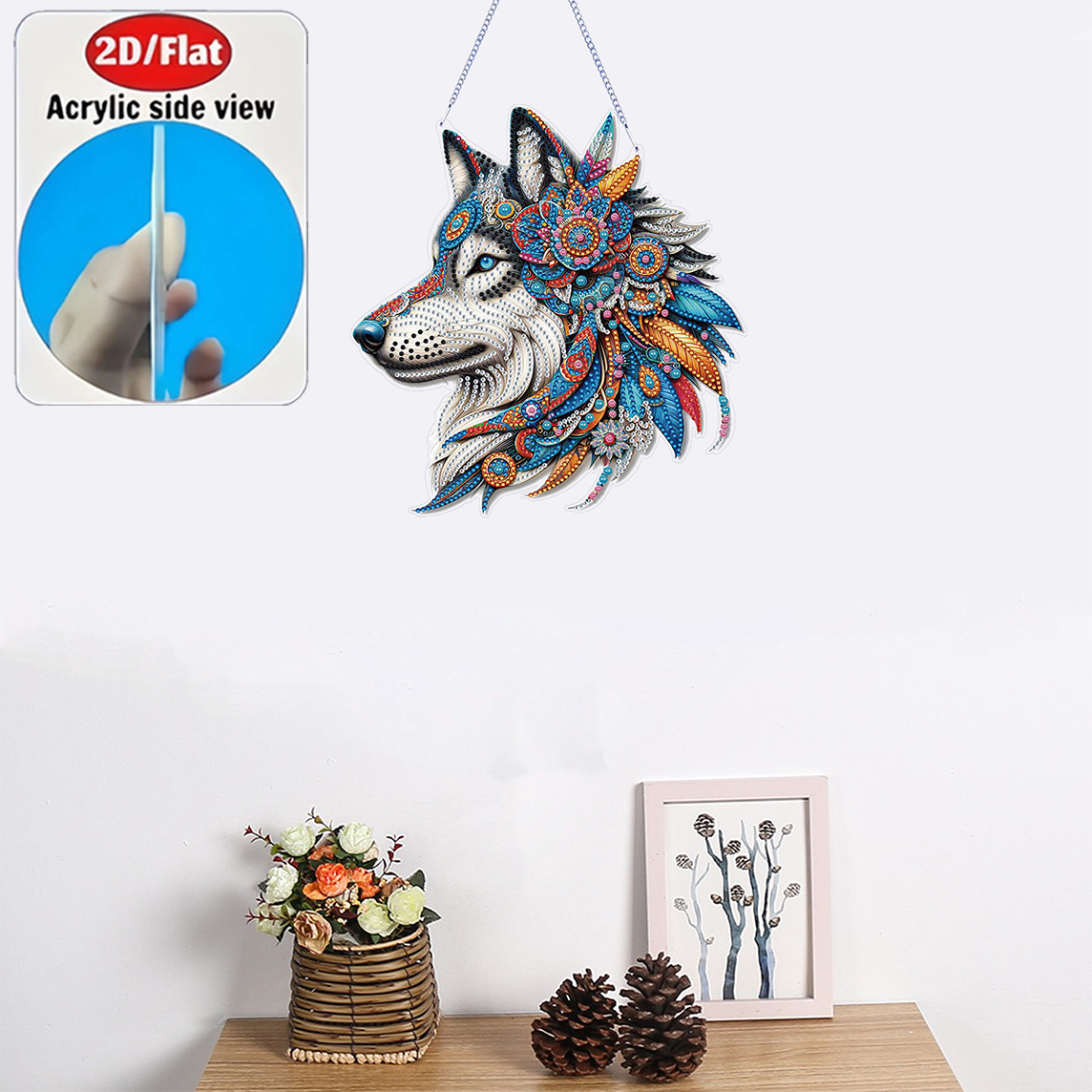 2D Flat Fantasy Color Wolf Sou - Resin Art Acrylic recension och pris